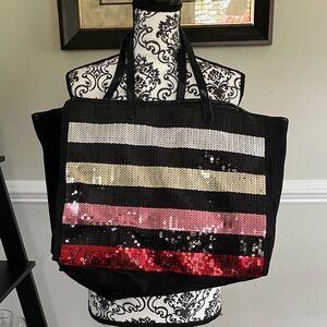 Victoria's Secret Black and Multicolor Sequin Tote